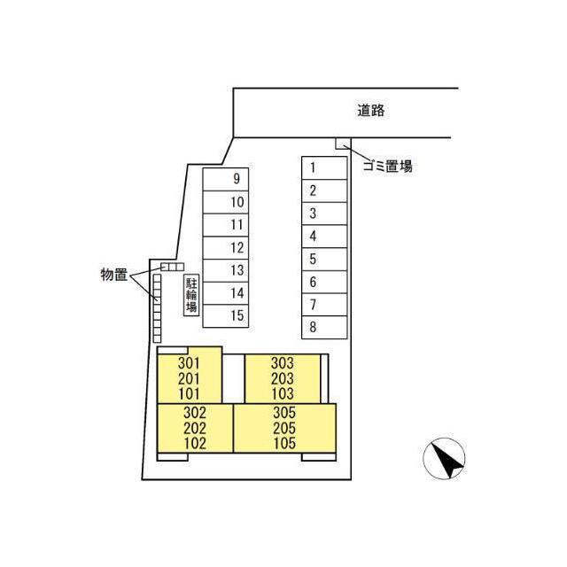 各務原市鵜沼東町６丁目のアパートの駐車場