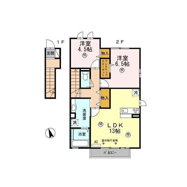 各務原市鵜沼羽場町３丁目のアパートの間取り
