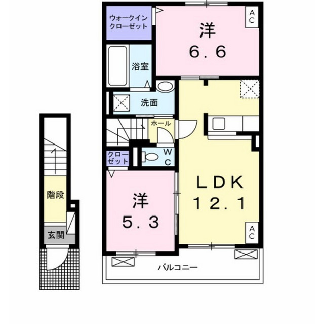 岐阜市日野北２丁目のアパートの間取り