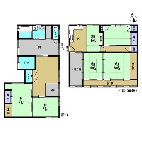 上鞆渕畑付き住居の間取り