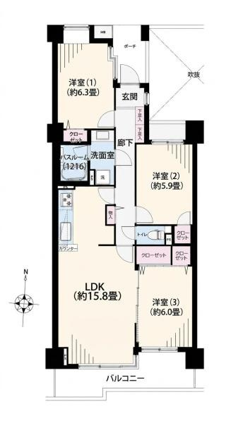 ソルシェ横浜西谷の間取り