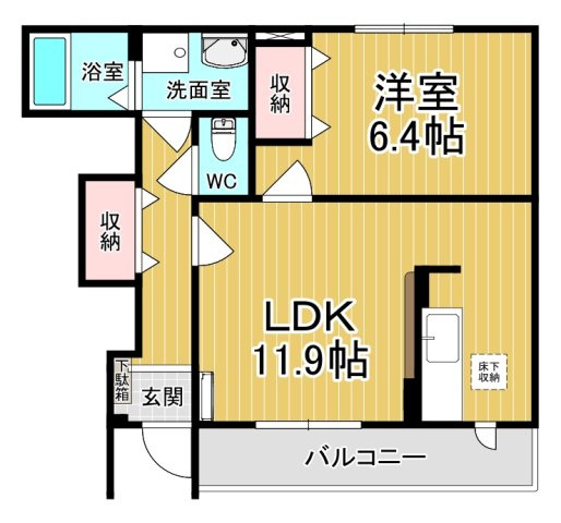【間取り】 | ポニーヒルズＢ | カップルさんにオススメのお部屋です♪