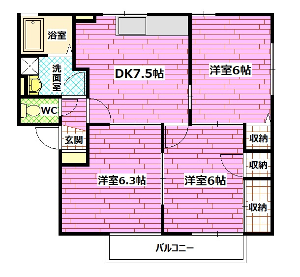 シャルマン　A棟の間取り