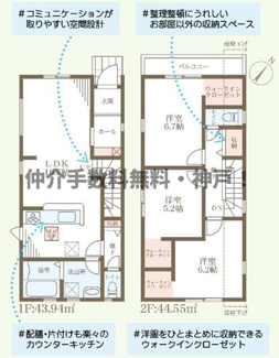 【間取り】 | 神戸市西区狩場台2丁目　新築戸建1号棟　仲介手数料無料！ | 西区狩場台2　新築1号棟　仲介手数料無料！