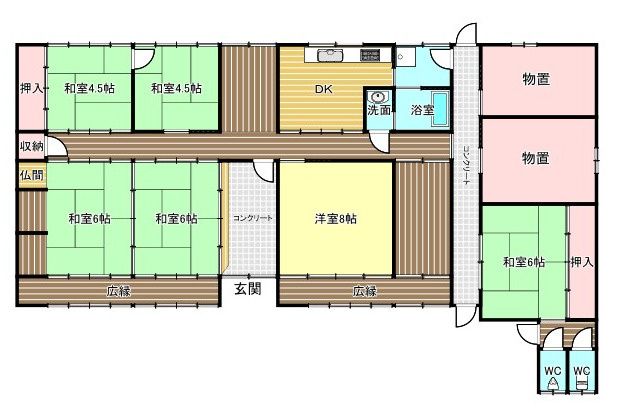 中古平屋住宅　太郎丸野田の間取り