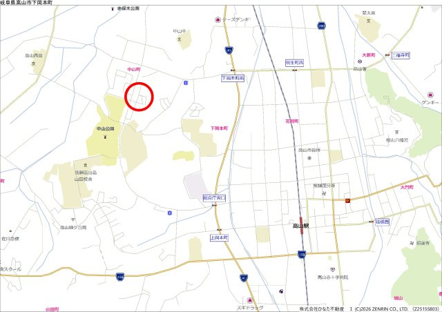 11/18新規　土地　高山市中山町　2236万（角地）の地図