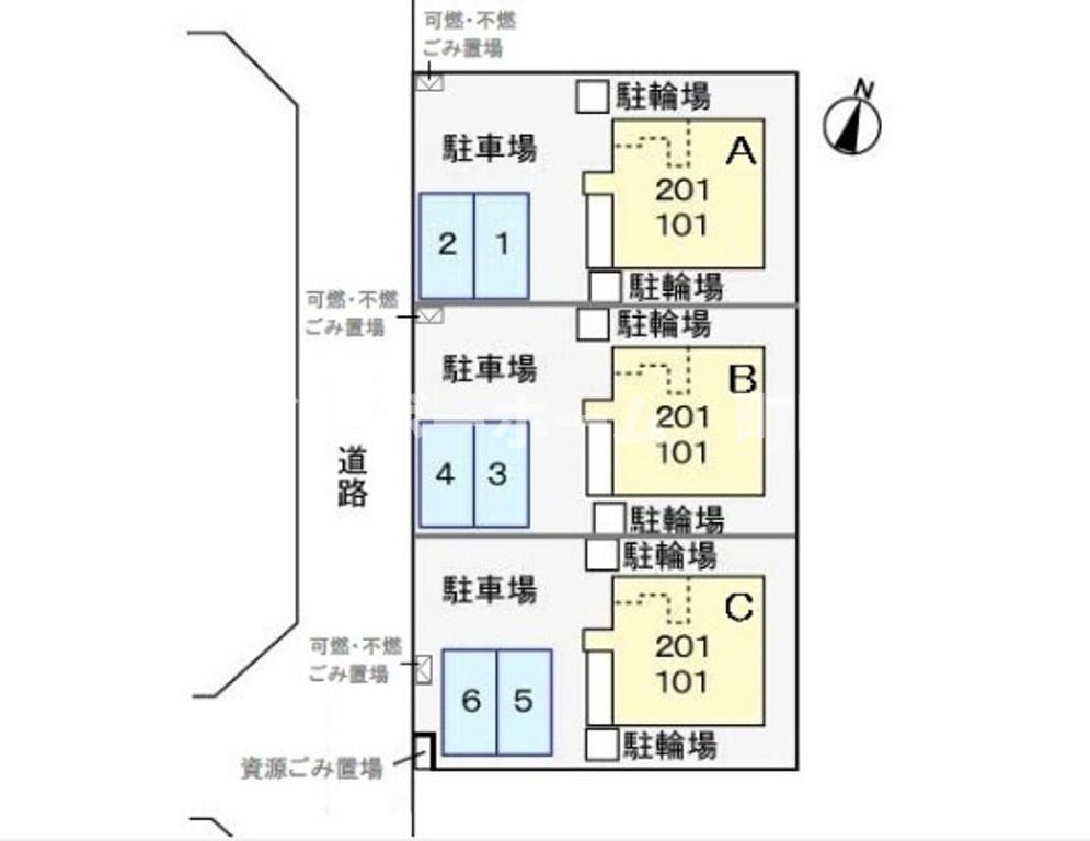 エレガンス髙美Ｂ※初期費用分割後払いサービス利用可能物件の区画図
