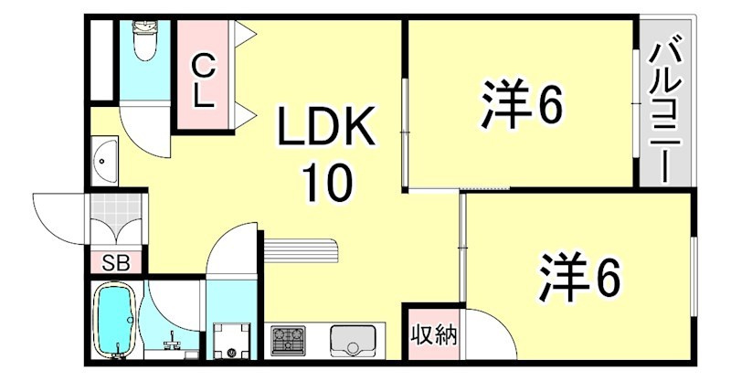 甲子園第2松並ハイツの間取り