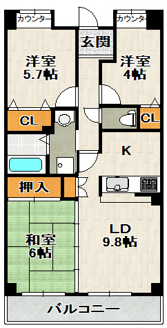 パセオ清荒神１番館の間取り