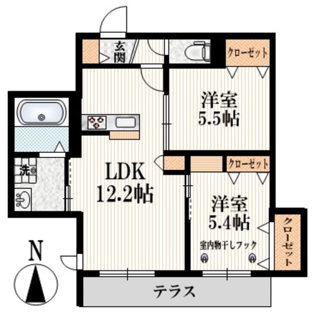 Maison du Souffleの間取り|★収納豊富な南向き２ＬＤＫ★