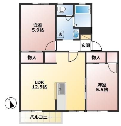 ライフタウニーB街区6号棟の間取り