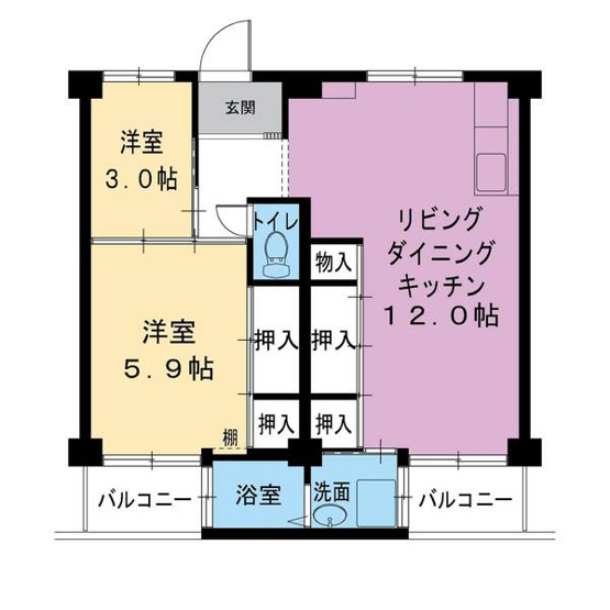 【間取り】 | ビレッジハウス葛ノ葉4号棟