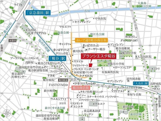 【地図】ブランシエスタ糀谷