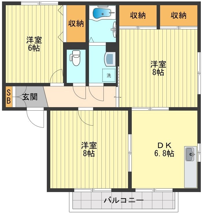 サンレイクヴィラＳＵＺＵＫＩ　Ｂの間取り
