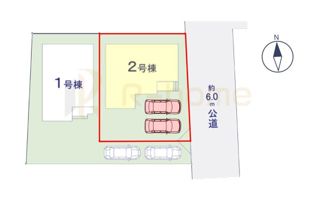 守谷市松ケ丘6期　新築戸建て　2号棟の区画図|大きなお買い物だからこそ、メリット・デメリットを伝えさせて頂きます。
R-homeにお任せください♪