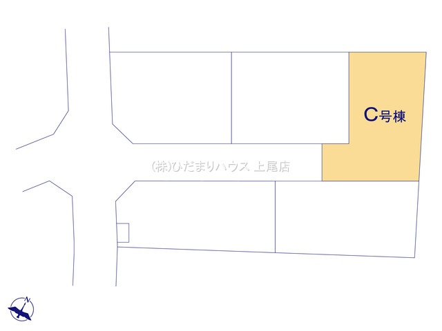蓮田市黒浜2343番　新築戸建　ハートフルCの区画図