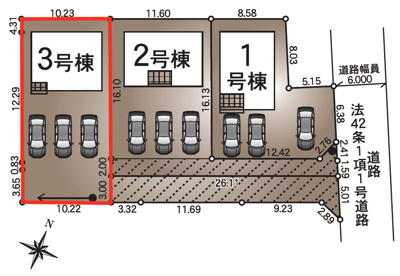 【区画図】 | Cradle garden　福島市さくら第１　3号棟 | ★内覧予約でブランド米2kg★