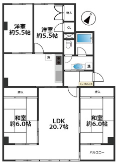【間取り】 | 藤和しらさぎハイタウンB棟　 | 〇南西向き採光良好のあたたかいお部屋♪
●最上階につき上階の足音が気になりません♪
〇窓が多くて明るいリビング♪
●JR播但線「野里」駅まで徒歩約５分の好立地♪