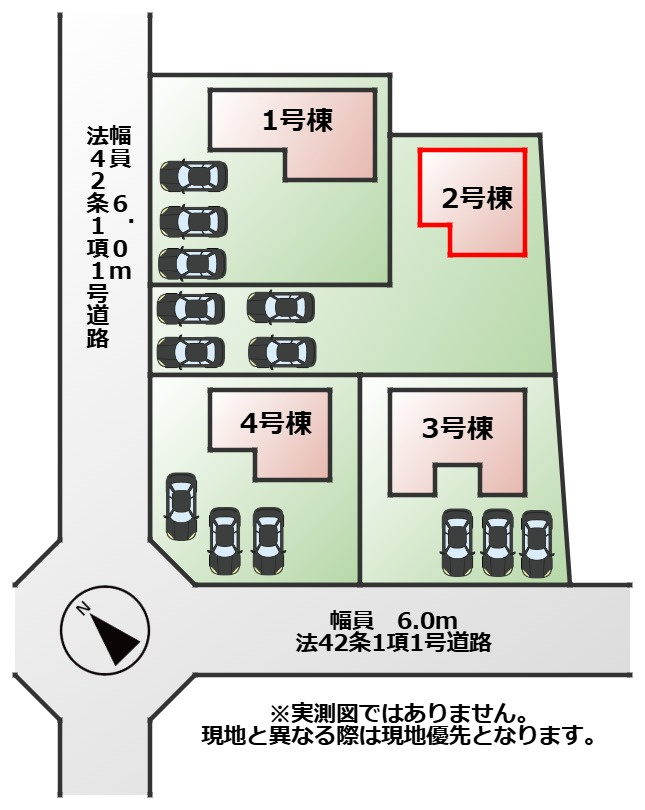 LiveleGarden.S大田原市野崎の区画図|【全4棟】各号棟の詳細については、お気軽にお問い合わせください♪