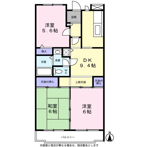 メゾングレージュの間取り|収納豊富な３ＤＫタイプ