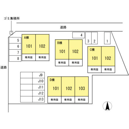 エスポワール渡利 Ａの区画図