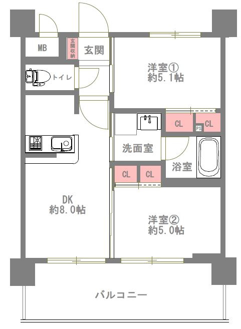 エステムコート南堀江Ⅱレアリスの間取り