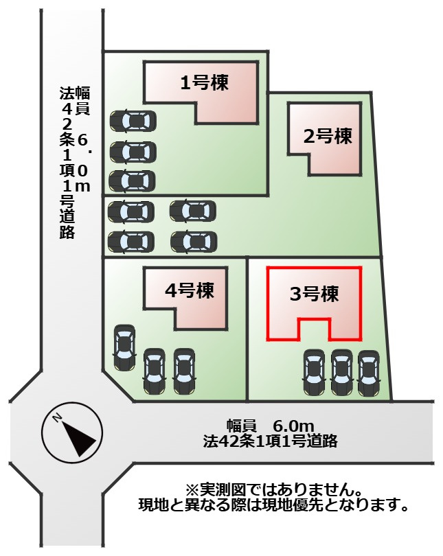 LiveleGarden.S大田原市野崎の区画図|【全4棟】各号棟の詳細については、お気軽にお問い合わせください♪