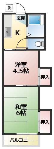 山本ハイツの間取り|※反転タイプ