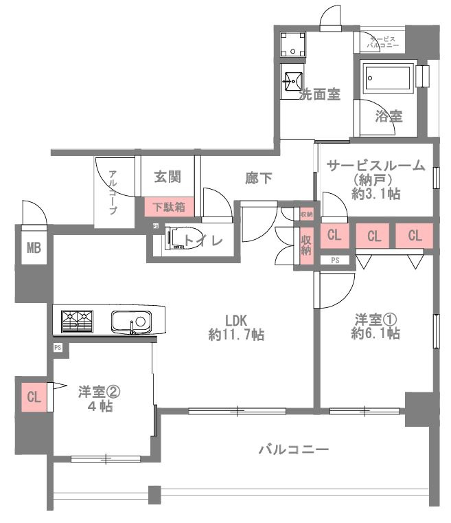 アシュランス新町の間取り