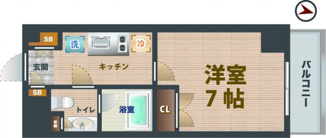 【間取り】 | パークスフィア中野富士見町 | 1Kのお部屋です。