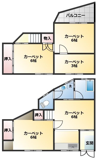 鳳中町8丁貸家の間取り