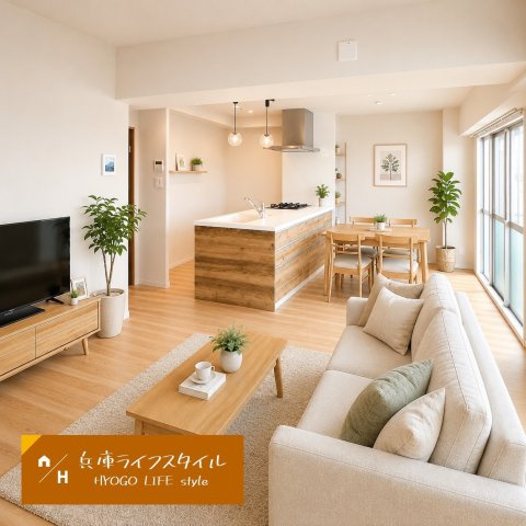コープ野村伊丹Ｂ棟の居間・リビング|AIによる家具設置イメージです