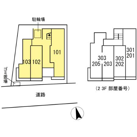 府中市若松町１丁目のアパートの区画図