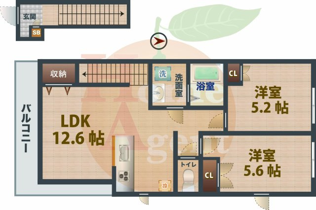【間取り】 | Forest　Maison　West | 2LDKのお部屋です。