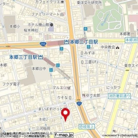 ラグジュアリーアパートメント本郷の地図