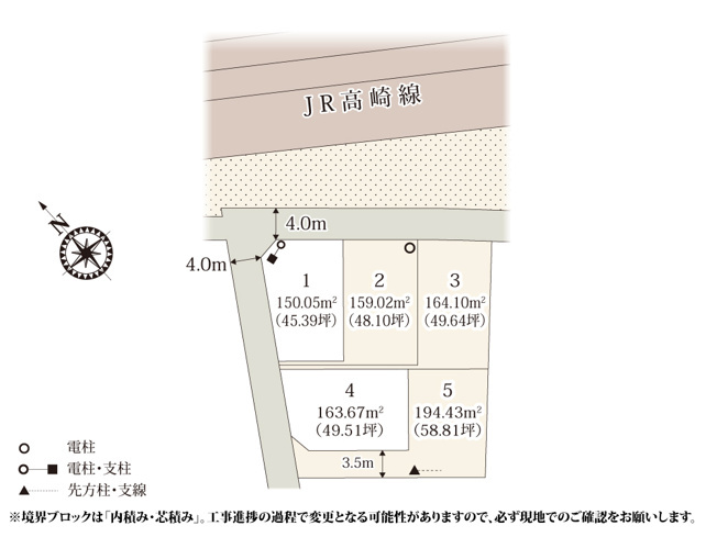 [新築住宅] 熊谷市新堀 第15期 全5区画の区画図