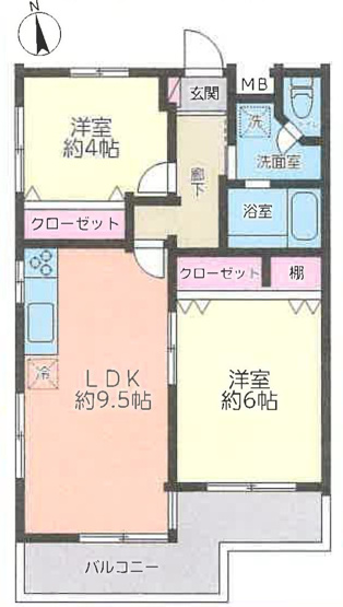 【間取り】 | グリーンコーポ小田急相模原Ⅱ | 2LDKは、リビングダイニングキッチンと二つの居室がある間取りでございます。夫婦や小さなお子さんのいるご家庭に特におすすめで、リビングで家族団らんを楽しみつつ、個室でプライベートな時間も確保できます。