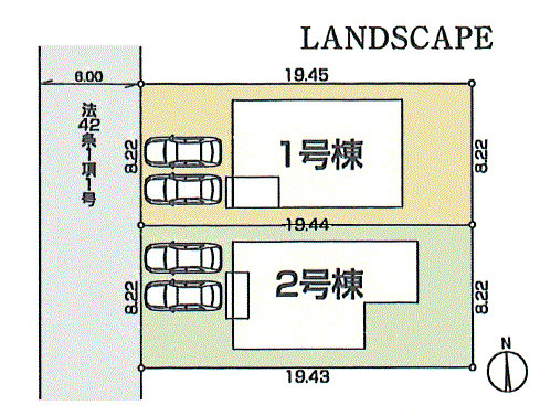 あきる野市小川東2丁目　新築戸建全2棟の区画図