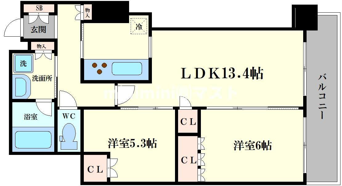 阿波座ライズタワーズフラッグ４６の間取り