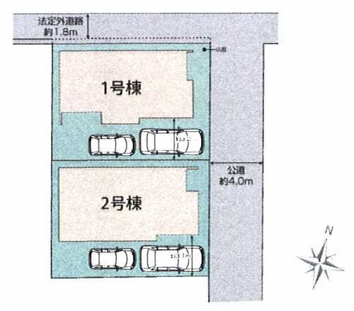 茅ヶ崎市室田3丁目　新築戸建全2棟　1号棟の区画図
