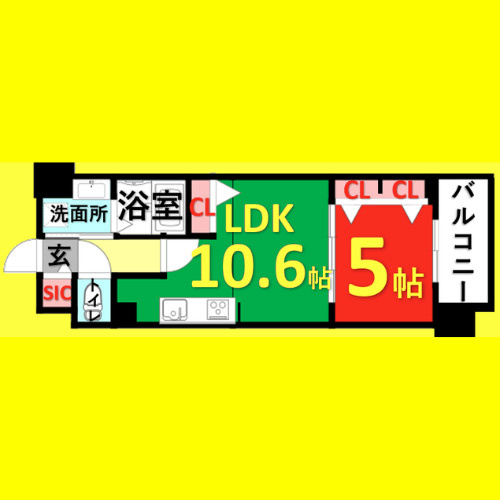 ザ・シンフォニア新栄　名古屋市賃貸　仲介手数料無料の間取り
