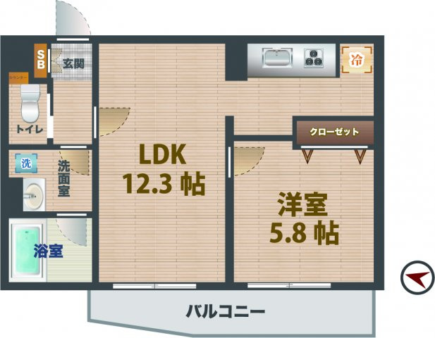 【間取り】 | ジェノヴィア高円寺スカイガーデン | 1LDKのお部屋です。
