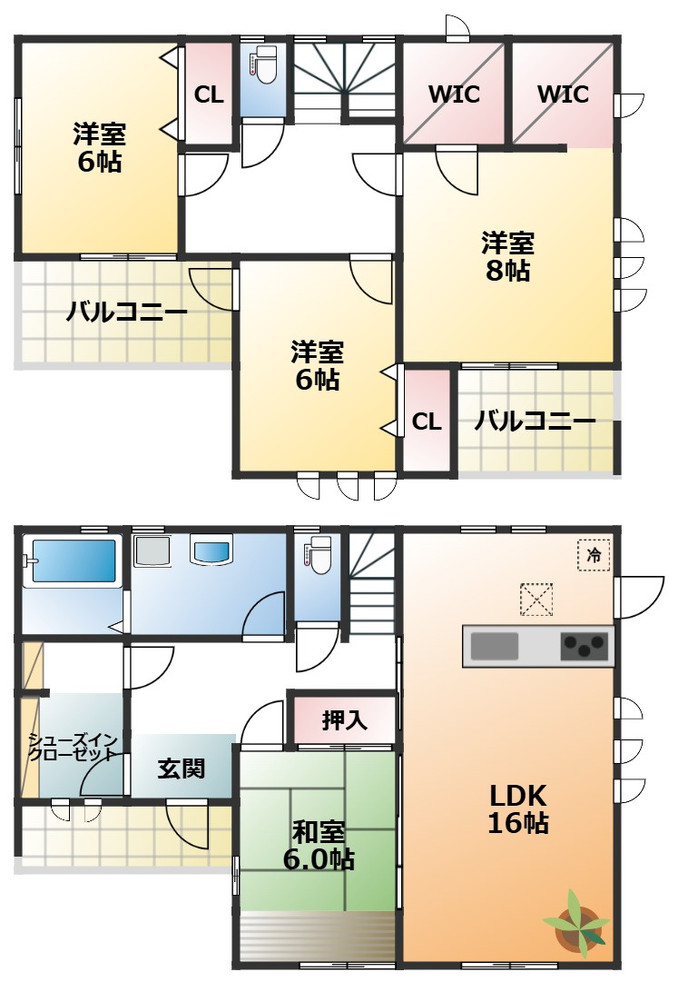 LiveleGarden.S大田原市野崎の間取り|全室南向きで陽当たりの良い間取りです