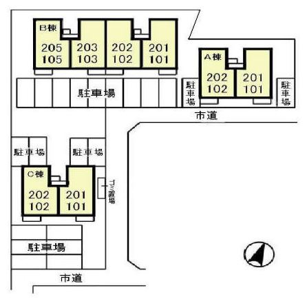 ピュアタウン南逆井Ｂの区画図