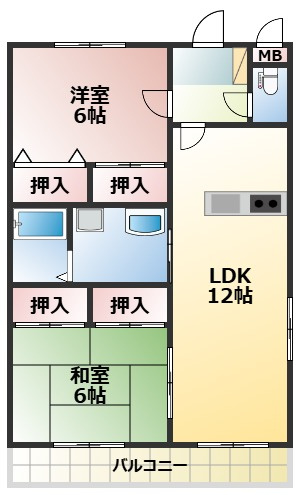 熊本市東区御領２丁目の賃貸マンションの間取り