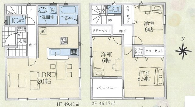 【間取り】 | 毛呂山町前久保南第10　クレイドルガーデン　新築戸建　全1棟　1号棟