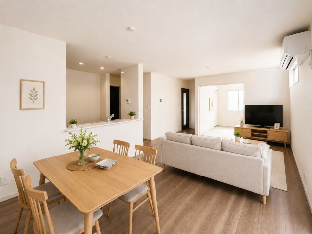 広陵町三吉赤部9期の居間・リビング|※家具・小物はAIで配置しています