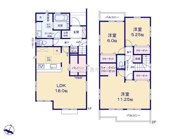 《仲介手数料無料》川越市小仙波町２丁目39-1新築一戸建てブルーミングガーデンの間取り