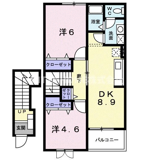 与謝郡与謝野町字石川のアパートの間取り|南向き最上階です★