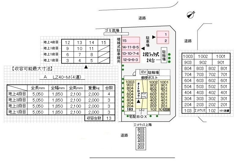 グランスイート新横浜Ⅱの駐車場